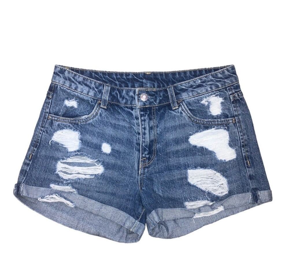 H&M &Denim Distressed Denim Shorts Size 6